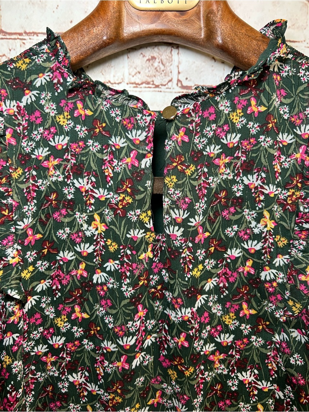 Draper James Green Floral Smocked Long Sleeve Boho Peasant Prairie Midi Dress - Picture 9 of 10